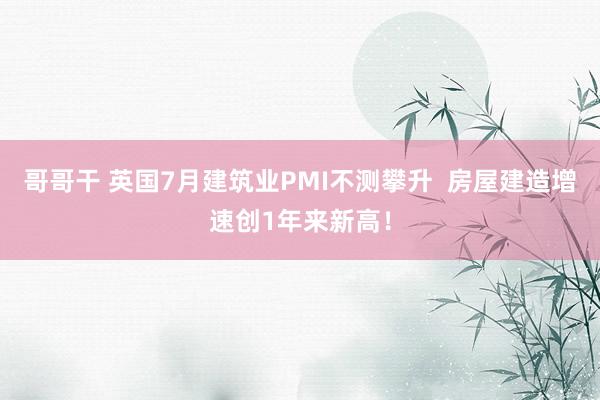 哥哥干 英国7月建筑业PMI不测攀升  房屋建造增速创1年来新高！