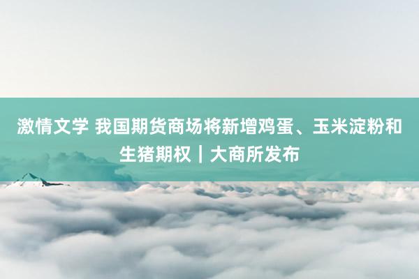 激情文学 我国期货商场将新增鸡蛋、玉米淀粉和生猪期权｜大商所发布