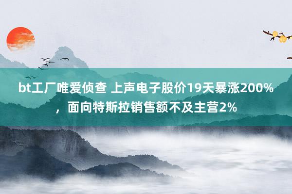 bt工厂唯爱侦查 上声电子股价19天暴涨200%，面向特斯拉销售额不及主营2%