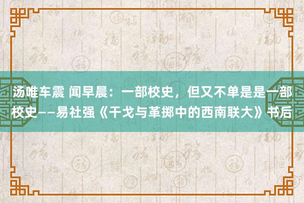 汤唯车震 闻早晨：一部校史，但又不单是是一部校史——易社强《干戈与革掷中的西南联大》书后