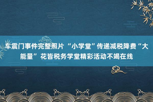 车震门事件完整照片 “小学堂”传递减税降费“大能量” 花皆税务学堂精彩活动不竭在线